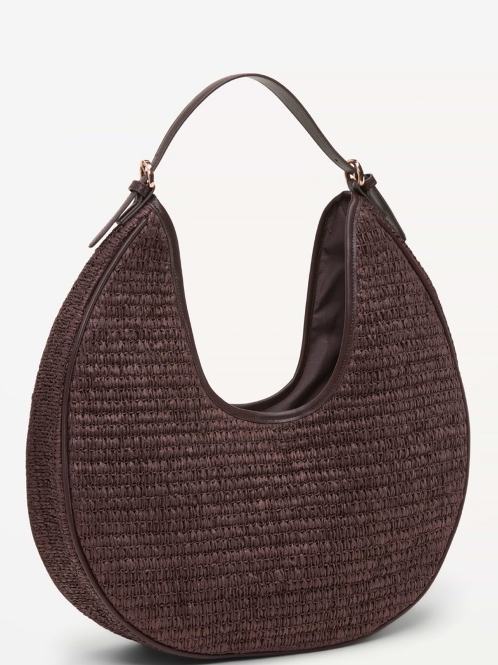 Old Navy Dark Brown Raffia Crescent Hobo Bag